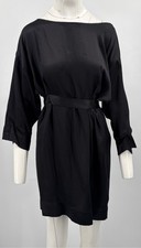 Stella McCartney 2010 ALTRD DAMAGED Black Silk Polka-Dot Print Belted Dress sz40