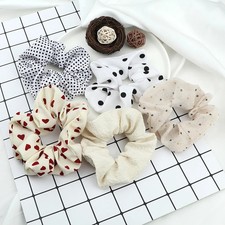 Korean Dot Scrunchie Elastic Hair Rubber Bands for Women Girls Holiday Headwear