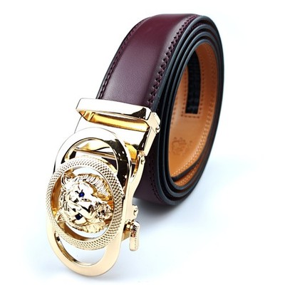 Genuine Leather Mens Ratchet Belt Belts For Men Adjustable Automatic Buckle Go