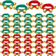48 Pcs Christmas Jingle Bells Musical Wrist Band Shaking Ankle Bells Adjustab...