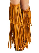 Hippie Beinstulpen mit Fransen Fasching Karneval - Stiefelstulpen mit zwei