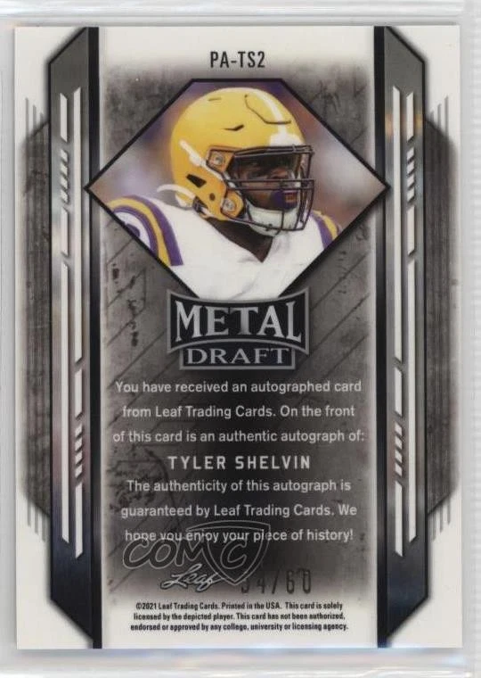 2021 Leaf Metal Draft Portrait Silver Marble /60 Tyler Shelvin #PA-TS2 Auto - Image 2 of 2