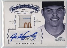 2012 National Treasures Prime Laundry Tag 6/10 Ivan Rodriguez Patch Auto 0dj8