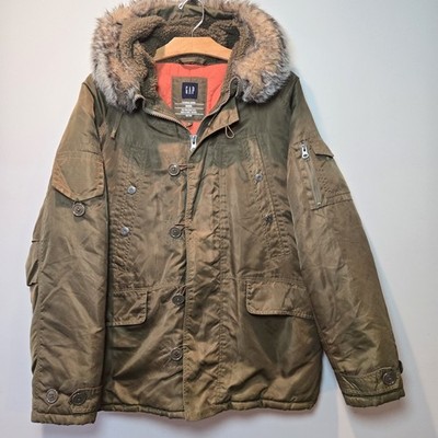 GAP Coat Snorkel Men's Hooded Outdoor Parka Small Green Warm Winter