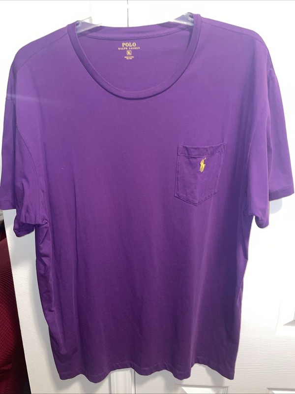 Polo Ralph Lauren Men’s Purple Yellow Pony Embroidered Chest Pocket Shirt Sz XL