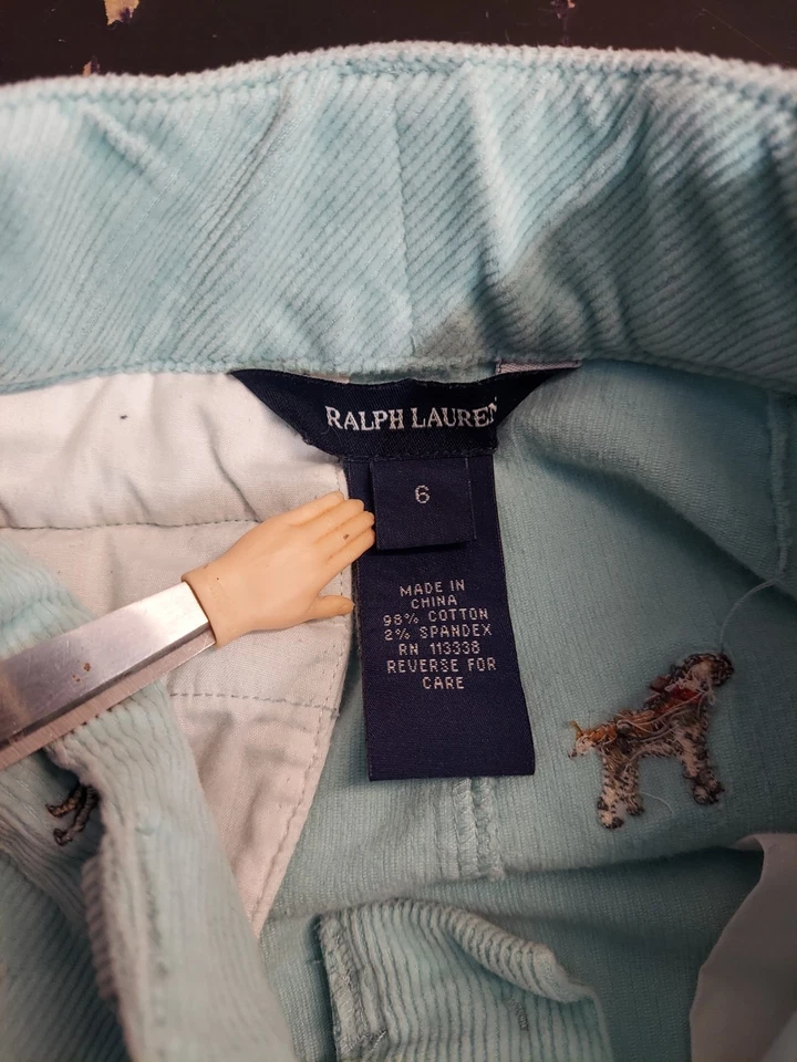 RL RALPH LAUREN вельвет девочек размер 6 юбка вышитая собака синий бирюзовый pj - Изображение 2 из 3