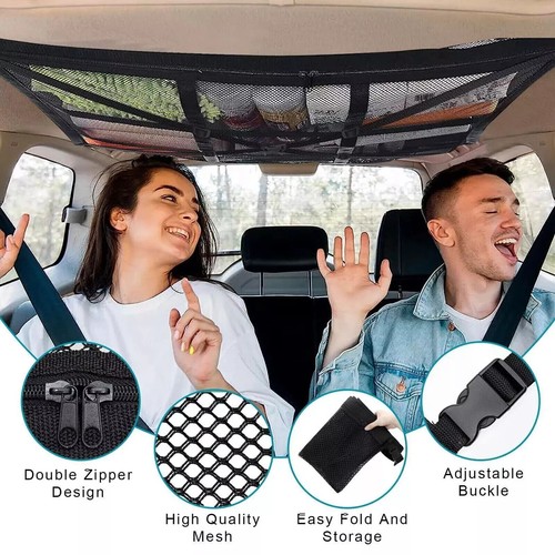 Universal Car Ceiling Storage Net Car Roof Cargo Net Mesh Storage Bag Campervan - Picture 9 of 13
