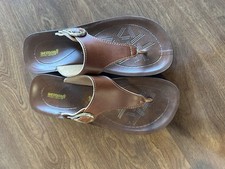 Sandalia Aerosoft Original Comfort Tanga Deslizable Chanclas Marrón 6.5 Nueva