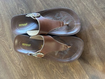 Aerosoft Original Comfort Sandal Thong Slide Flip Flop Brown 6.5 New
