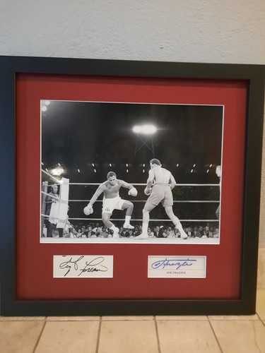 George Foreman & Joe Frazier Dual Signed Custom Framed - Picture 1 of 5