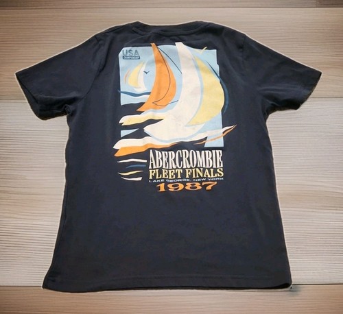 Abercrombie & Fitch Navy t-shirt logo kid sz 9/10 - Picture 5 of 5