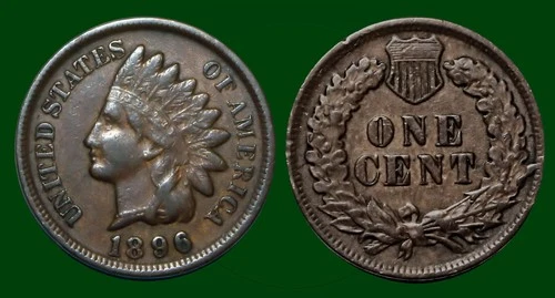 1896 Indian Head Penny Brown Copper Cent Very Fine-Extra-Fine Light Liberty