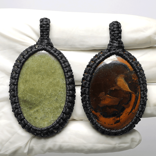 2 piezas colgantes de piedras preciosas de macramé boho y ojo de tigre natura... - Imagen 5 de 12