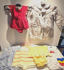 7 Vintage Baby Girls Clothes Polly Flinders Coat, Rompers, Outfit 6-24 Months