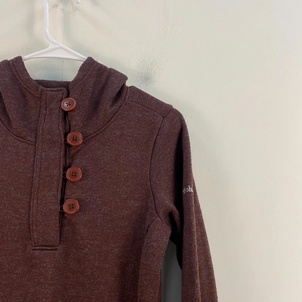 Columbia Mujeres XS Top Púrpura Sudadera Pullover L/S Medio Botón Con Capucha 7962 Foto 3 de 4