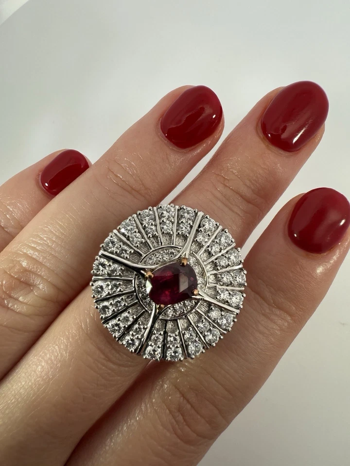 Antique Platinum Diamond Ruby Ring - Image 3 of 4