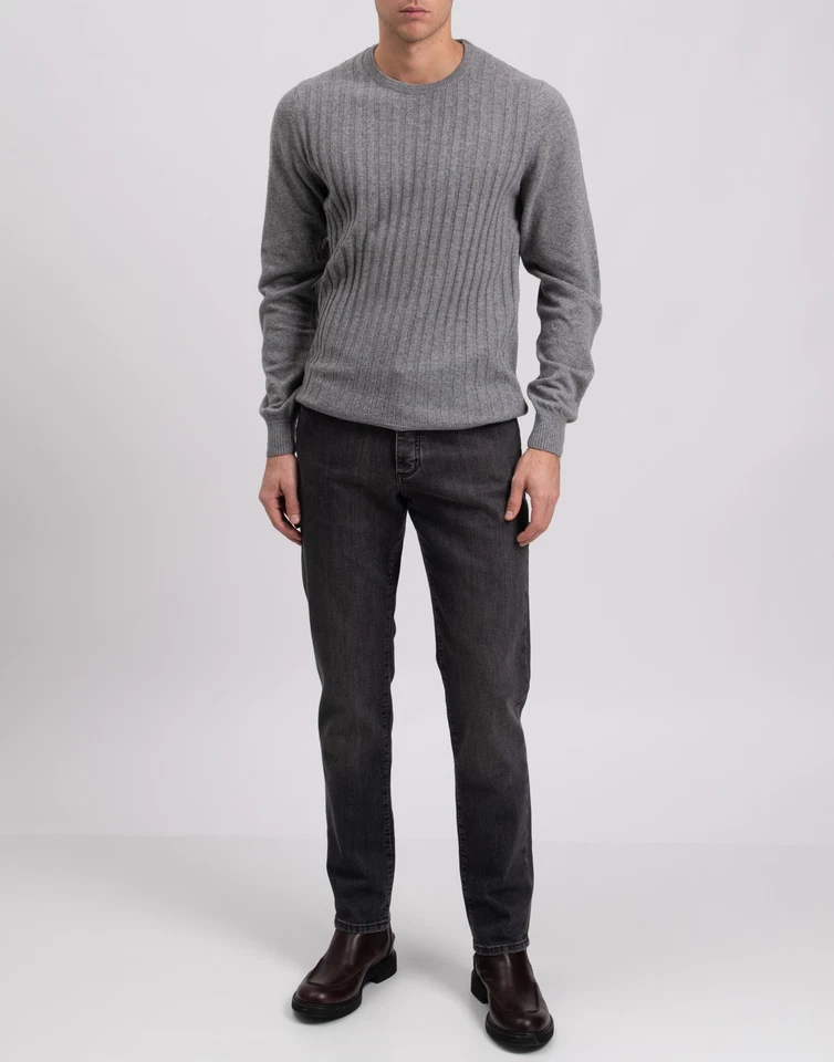 RRP €366 LUIGI BORRELLI NAPOLI Skinny Jeans W40 Stretch Grey Logo Made in Italy - Изображение 3 из 4