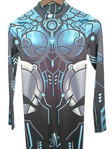 Costume scheletro meccanico robot tute cosplay festa donna nero zip piccolo - Foto 9 di 17