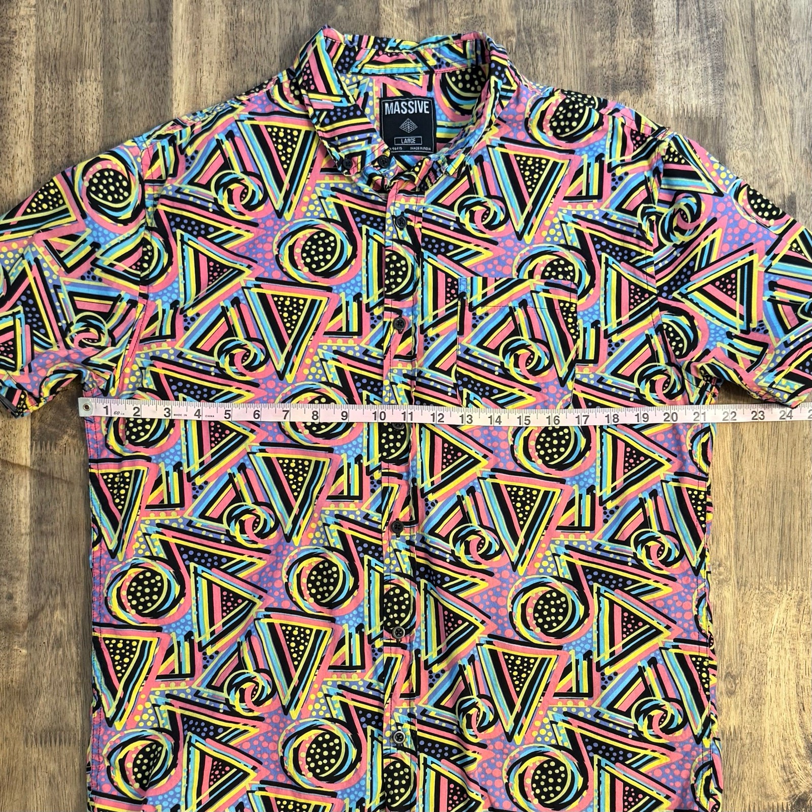 Massive Vaperwave 90s Patterned Short Sleeve Cott… - image 4