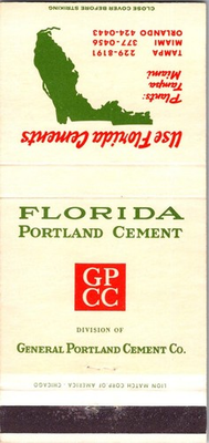 #ad Florida Portland Cement A Division Of GPCC Tampa Vintage Matchbook Cover TMM3 6 $13.50