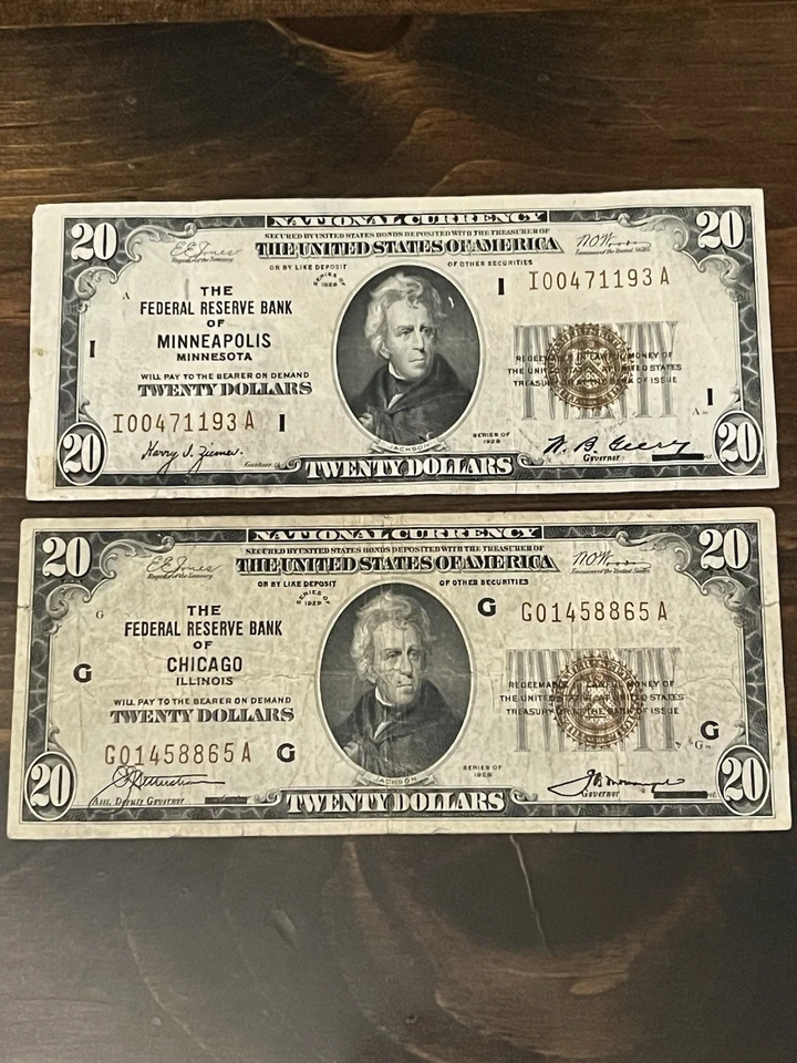 1929 $20 Federal Reserve Notes Lot of (2) - Image 2 of 4