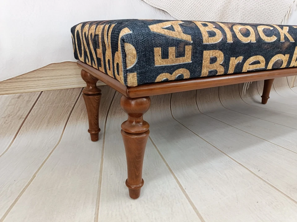 Silla de cocina, banco de zapatos, mesa auxiliar, muebles de exterior, banco boho, banco boho Foto 3 de 4