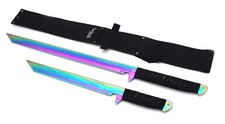Ninja-Style Machete Set with Wakizashi and Tanto Inspired Blades 2 Piece Outd...
