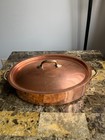 Vintage French Oval Stock Pot Copper Cookware Made in France Heavy Brass Handle