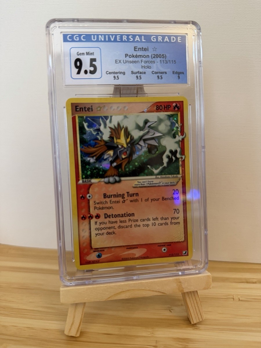 Gold Star Entei Holo 113 EX Unseen Forces English CGC Blue Label
