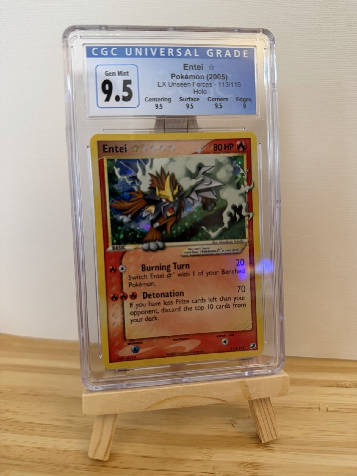Gold Star Entei Holo 113 EX Unseen Forces English  CGC Blue Label 9.5 (PSA 10?)
