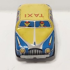 Original Vintage Nomura Tin Toy Yellow Cab Taxi Japan Friction Car
