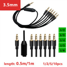 3.5mm Stereo Audio Y Splitter Cable 1 Male to 2/3/4/5/6 Way Male Gold 0.5m 1m