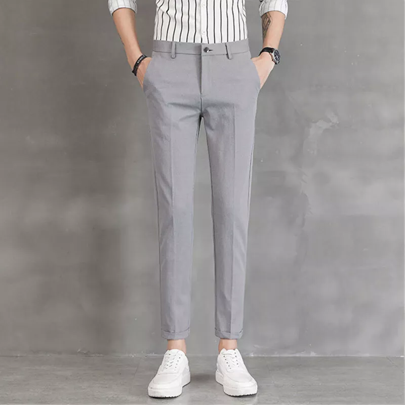 YDXNY Dark Gray Pants Ankle Length Business Suit Pants Simple Classic  British Style Slim Casual Trousers (Color : C, Size : 30): Buy Online at  Best Price in UAE - Amazon.ae