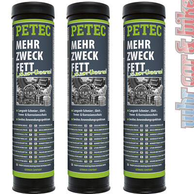 Petec Lithium-Mehrzweckfett 3x 400g Longlife-Schmierfett Korrosionsschutz