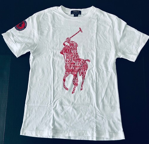 Polo Ralph Lauren 10 English Literacy Tee White Polo Player Graphic RARE - Picture 2 of 6