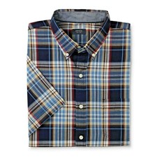 Mens Shirt Navy Plaid  Size Large  Arrow Easy Care NEW