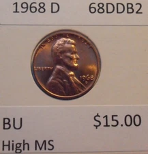 1968 D BU Lincoln Cent, HIGH GRADE (68DDB2)