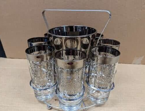 Kimko Silver Guardian Shield Bar Set Caddy 8 Becher Eiskübel 5 1/2" Gläser - Bild 7 von 23