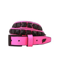 Single Stud Leather Belt Pink and Black - Lowlife