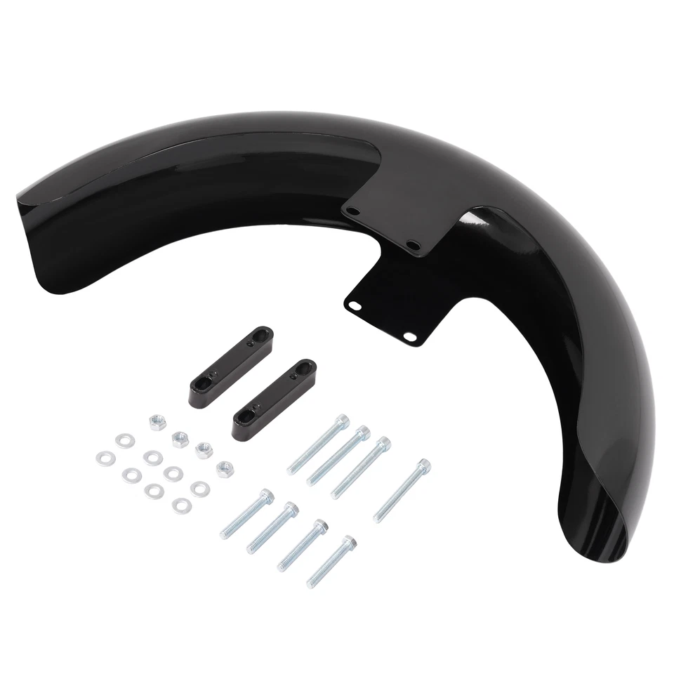 Para Harley Touring Road Glide escavadeiras personalizadas 19" roda envoltório para-lama dianteiro preto - Imagem 3 de 4