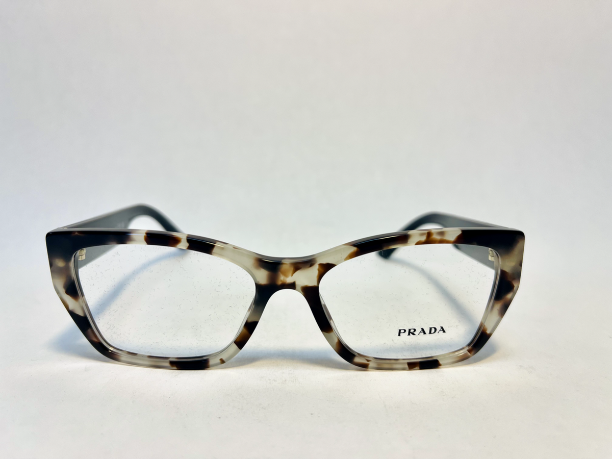 PRADA PR11YV Black Sand Havana Logo Square Eyeglasses
