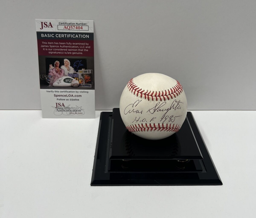 Enos Slaughter Cards Autographed Signed Baseball HOF 1985 Script JSA #AQ57404 - Picture 2 of 13