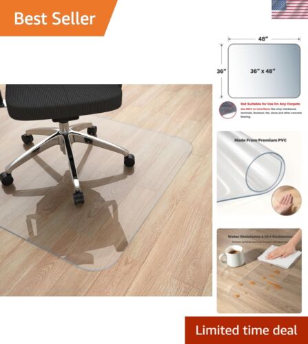 Clear PVC Office Chair Mat for Hardwood Floors - 48" x 36" Heavy Duty Protector