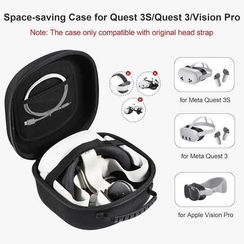 Hard Shell Travel Case Bag VR Headset Cover for Meta Quest 3S/Quest 3/Vision Pro - Picture 4 of 47