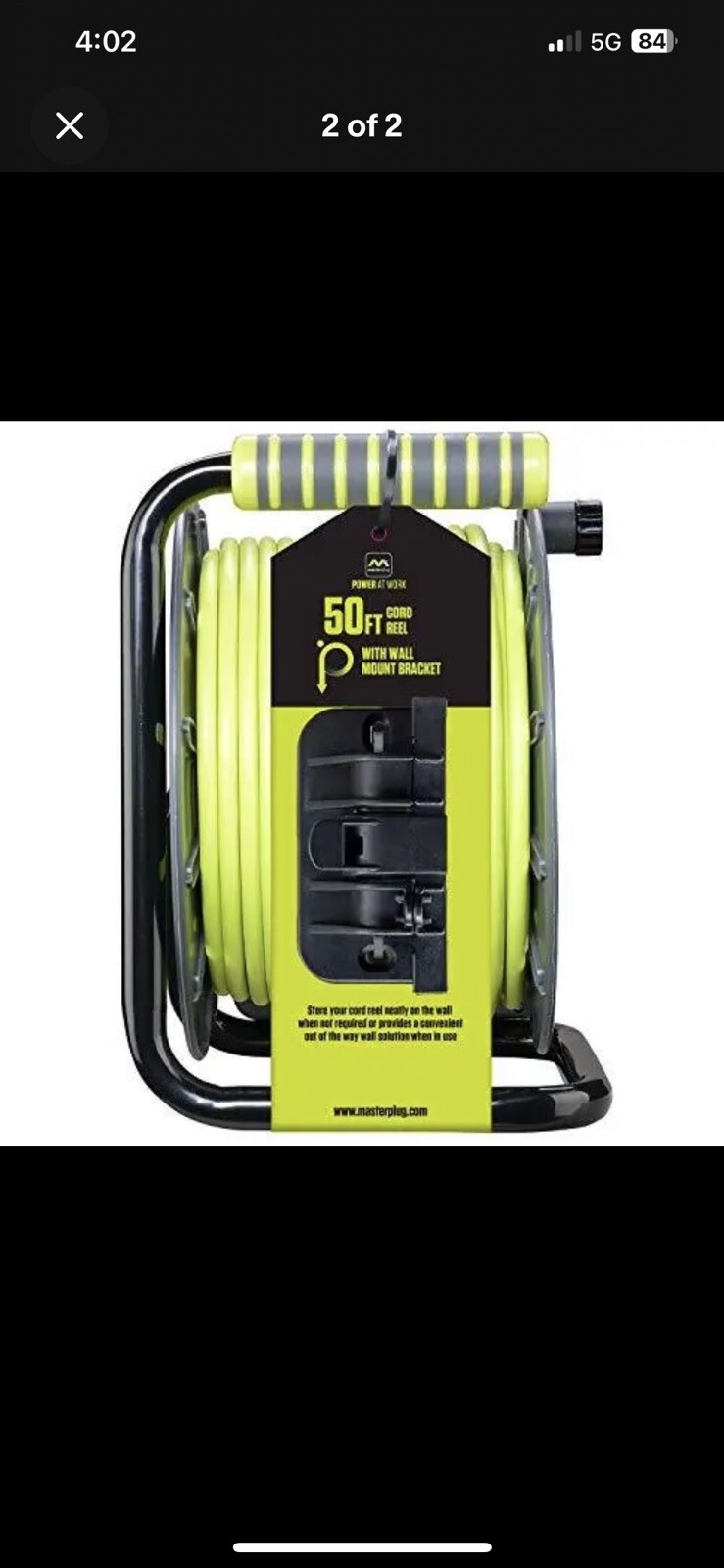 Extension Cord Reel (50 ft.) with Wall Mount