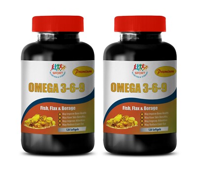 lower blood pressure - OMEGA 3-6-9 3600MG - health skin benefits 2 Bottles