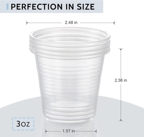100 or 160 Bathroom Cups 3 Oz Mouthwash Cups Small Disposable Clear Plastic Cups - Picture 2 of 21
