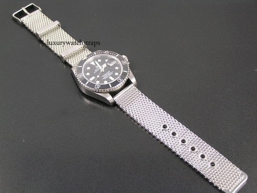 CINTURINO OROLOGIO MAGLIA SQUALO ACCIAIO BRACCIALE PER OROLOGIO OMEGA SPEEDMASTER SEAMASTER 20mm - Foto 6 di 7