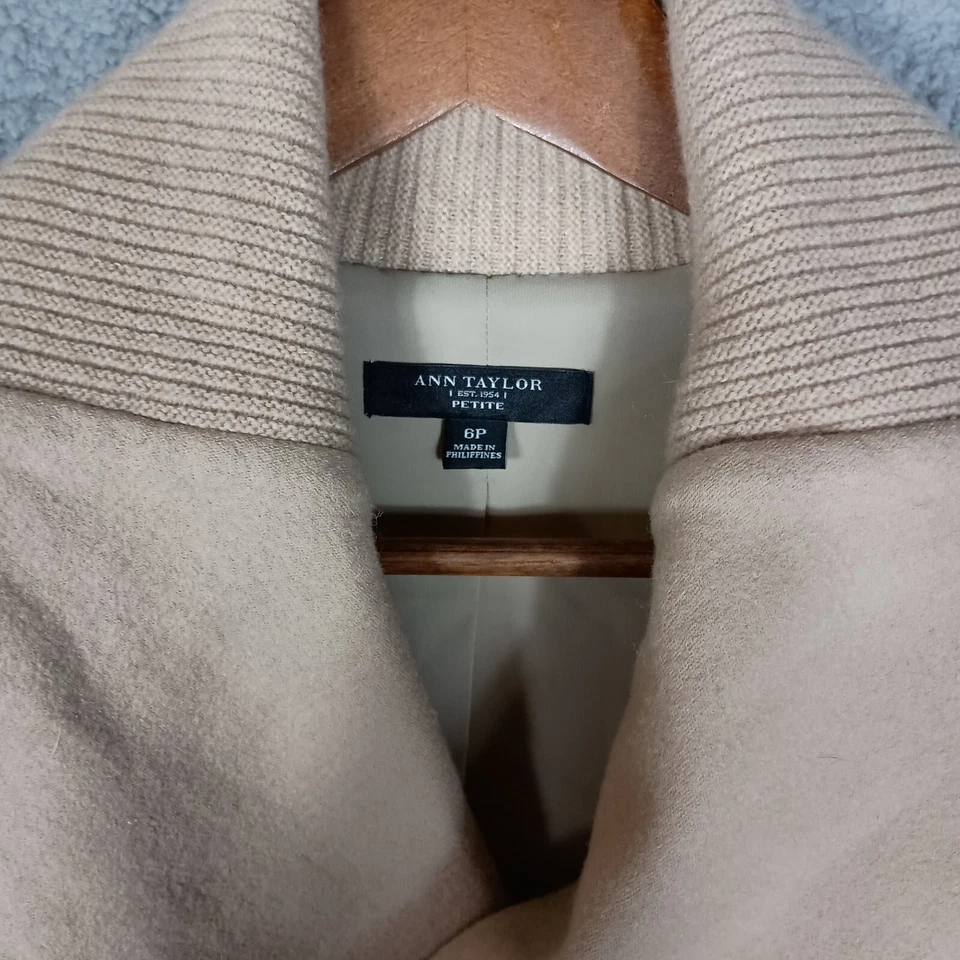 Chaqueta Ann Taylor Moto Mujer 6 Pequeña Mezcla de Lana Tostada Cremallera Completa Motociclista Asimétrica Foto 3 de 4