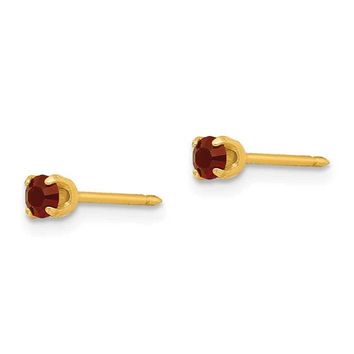Inverness 24k Gold-plated January Red Crystal Birthstone Earrings 0.12" - 第 2/2 張圖片
